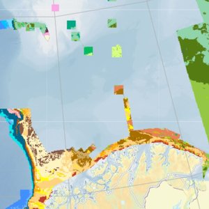 A map showing biotopes along the coast and sea-area in North-Norway