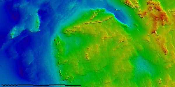 Terrenmodell som viser havbunnslandskap i Nordsjøen. Kilde: Kartverket / Mareano