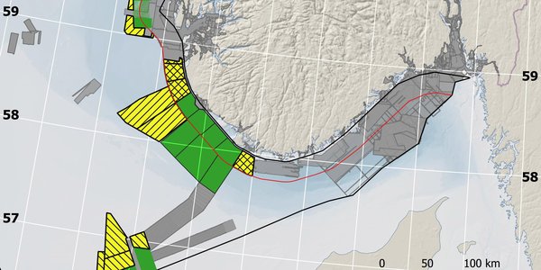 Kartustnitt som markerar område i Nordjøen og Norskerenna som er planlagt å djupnekartlegge i 2024, samt område som blei djupnekartlagt i 2023.