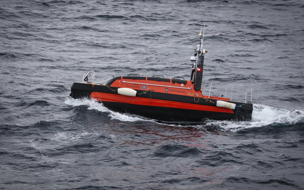 Kongsberg Discovery Sounder Unmanned Surface Vehicle (USV) in Norwegian waters.