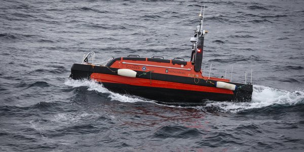 Kongsberg Discovery Sounder Unmanned Surface Vehicle (USV) in Norwegian waters.