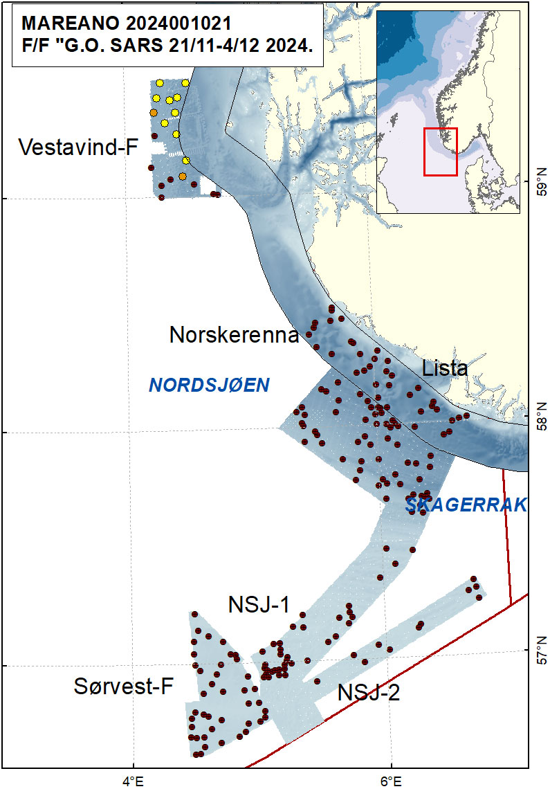 Kart som viser områdene som det kartlegges i.